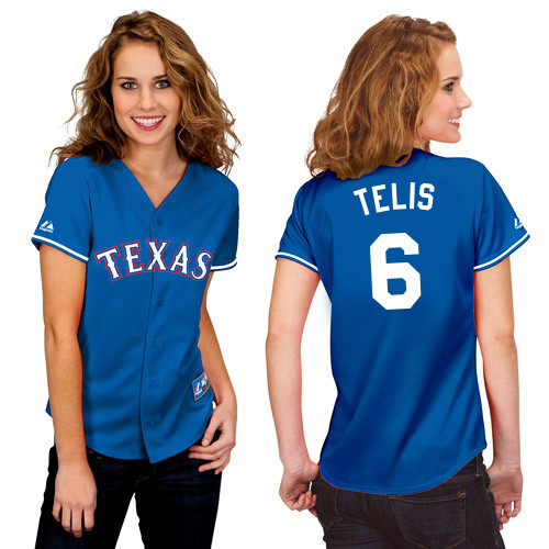 Tomas Telis #6 mlb Jersey-Texas Rangers Women's Authentic 2014 Alternate Blue Baseball Jersey